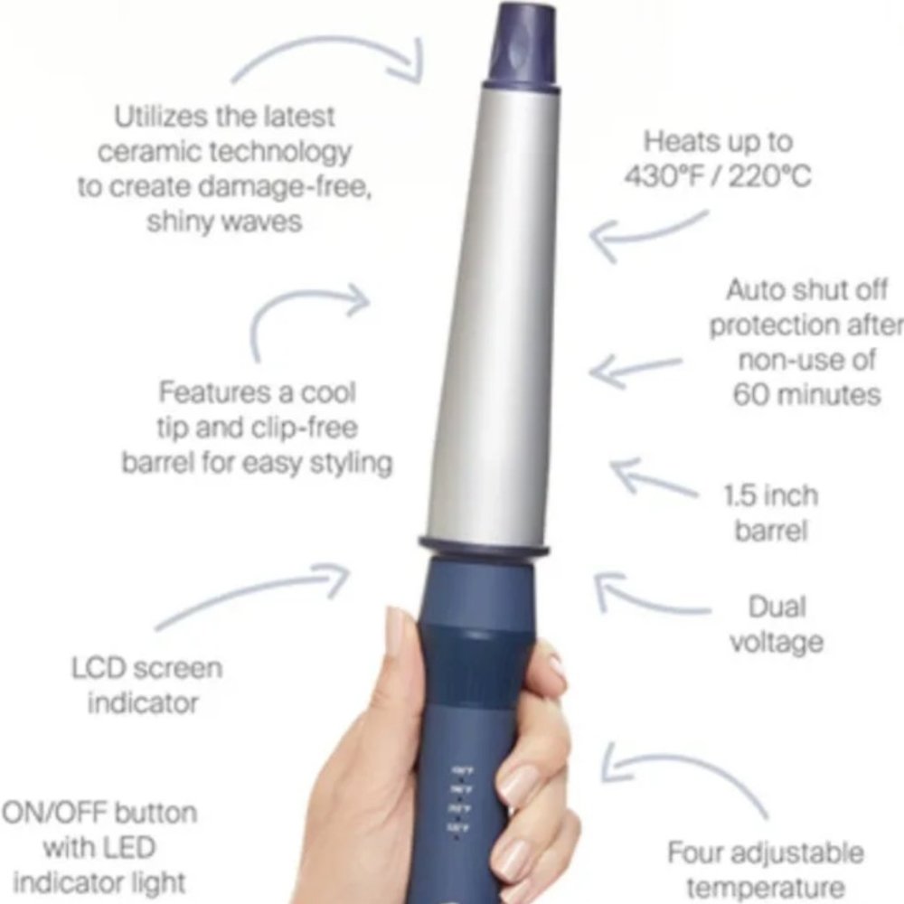 MONAT Showstopper Ceramic Styling Curling Wand w/Glove New!